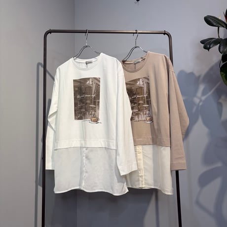 【BEATRICE】異素材ドッキングフォトプリントTシャツ［E80408］