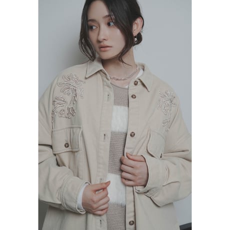 【CYAN tokyo】刺繍オーバーシャツブルゾン［607532］