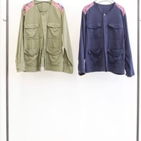 【LeMelange】刺繍ノーカラーブルゾン《KHAKI, NAVY》［8713806］
