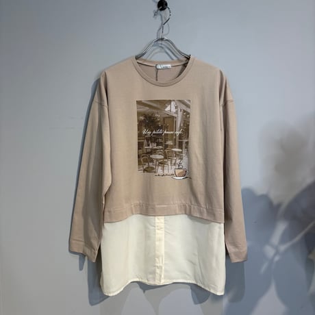 【BEATRICE】異素材ドッキングフォトプリントTシャツ［E80408］