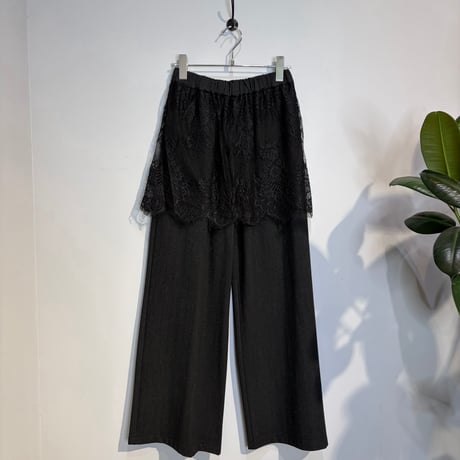 【CLOCHE】レースドッキングワイドPT  ［652-86567］