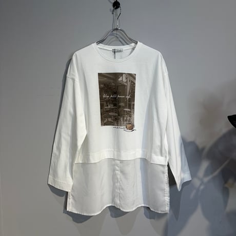 【BEATRICE】異素材ドッキングフォトプリントTシャツ［E80408］
