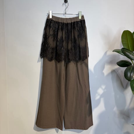 【CLOCHE】レースドッキングワイドPT  ［652-86567］