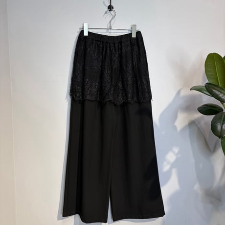 【CLOCHE】レースドッキングワイドPT  ［652-86567］