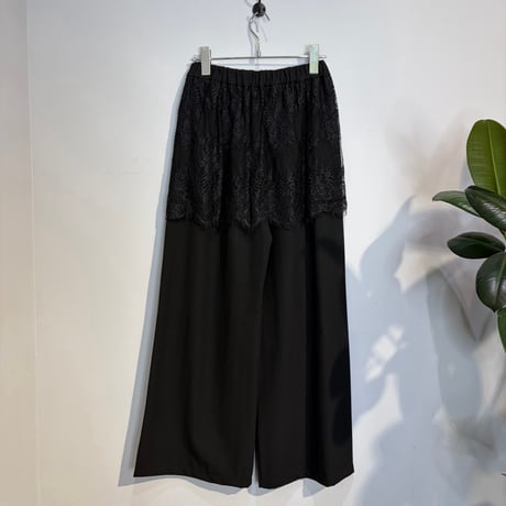 【CLOCHE】レースドッキングワイドPT  ［652-86567］