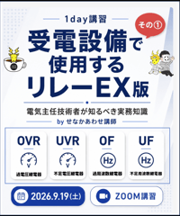 26/09/19（土）【ZOOM】１day講習【受電設備で使用するリレーEX版】その①　電気主任技術者が知るべき実務知識byせなかあわせ講師