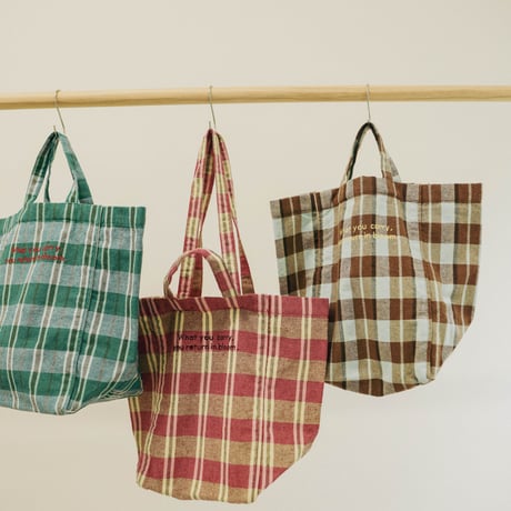 beej_checkwoven Totebag_Pink