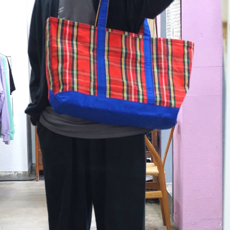 A.D.A.N Tartan Check Canvas Tote Bag