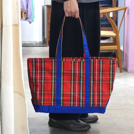 A.D.A.N Tartan Check Canvas Tote Bag