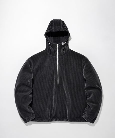 SUPER THANKS Stretch corduroy Half zip hoodie