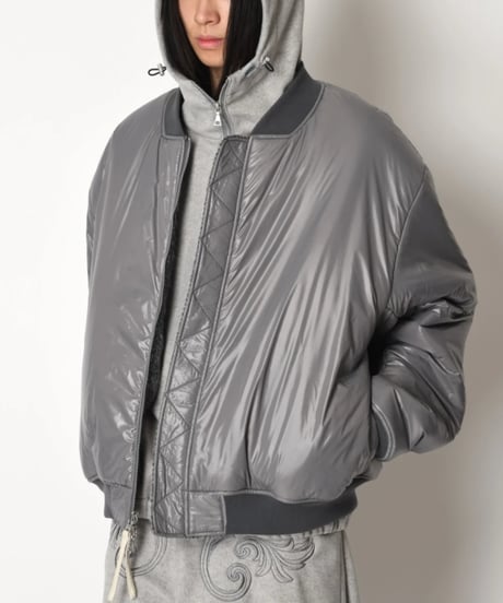 SUPER THANKS FUR/SHRINK FAUX LEATHER REVERSIBLE FLIGHT JACKET