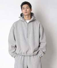 SUPER THANKS stretch wool like half zip hoodie