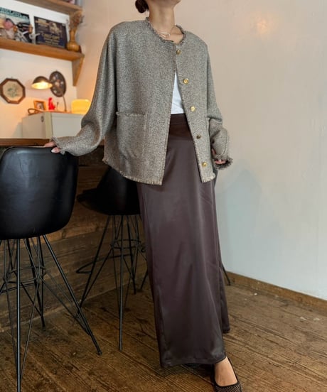 cafune レザーライクストレッチサテンスカート