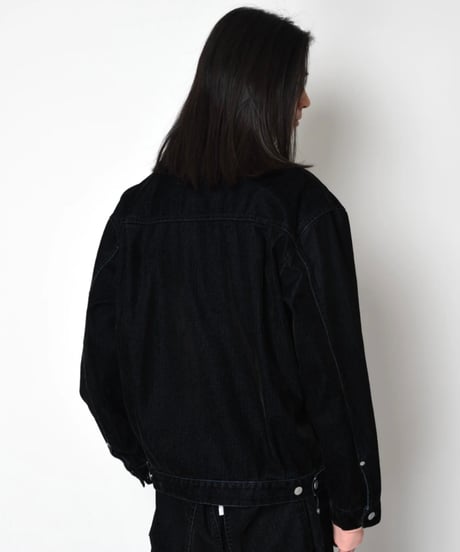 SUPERTHANKS BLACK FLOCKY DENIM TYPE2-JACKET - ONEWASH BLACK