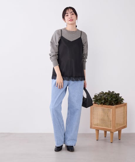 mica＆deal ヘムレースサテンキャミソール