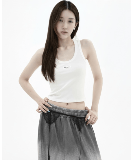 logo rib tank top