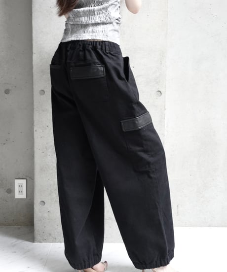 leather pocket wide cargo pants