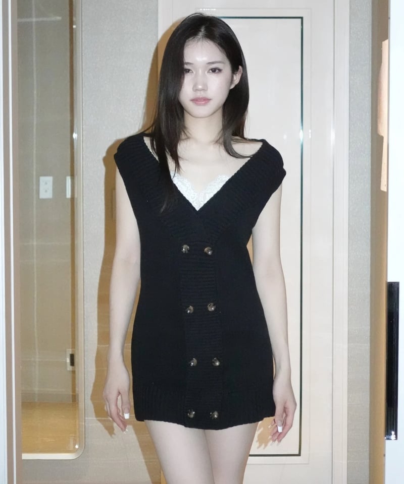layerd lingerie knit dress | KISS THE CLUB