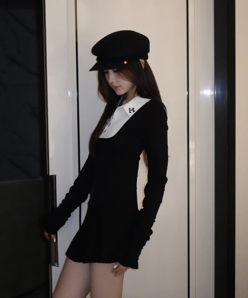 school style mini onepiece | KISS THE CLUB