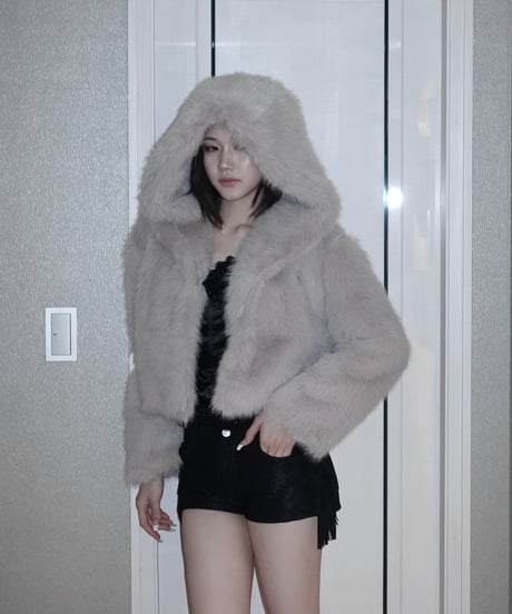 luxury hooded fur coat