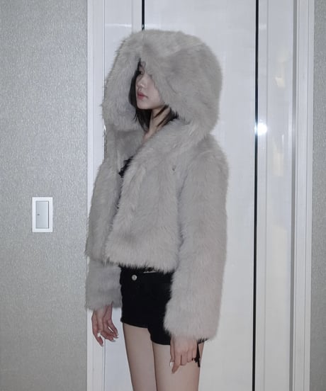 luxury hooded fur coat