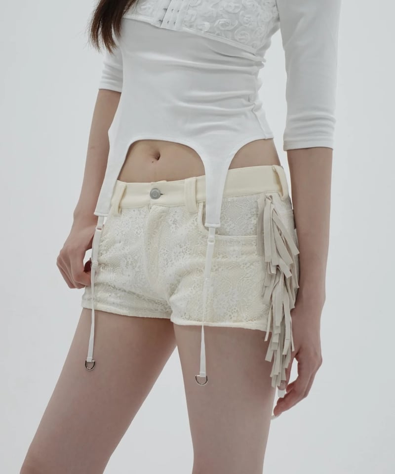 fringe lace shorts | KISS THE CLUB