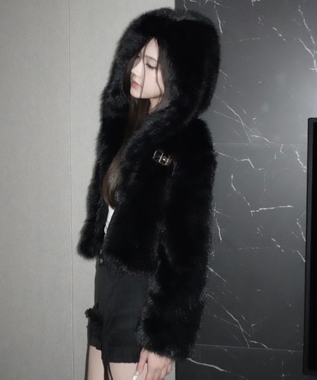 luxury hooded fur coat
