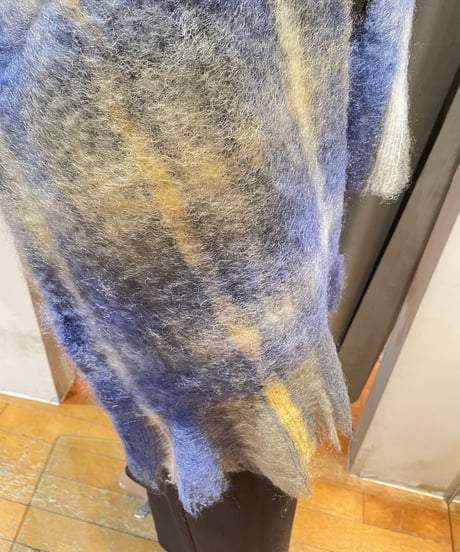 MANTAS EZCARAY /MOHAIRTARTAN / ピン付きグラデーションチェックモヘアストール