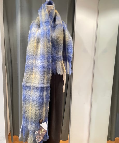 MANTAS EZCARAY /MOHAIRTARTAN / ピン付きグラデーションチェックモヘアストール