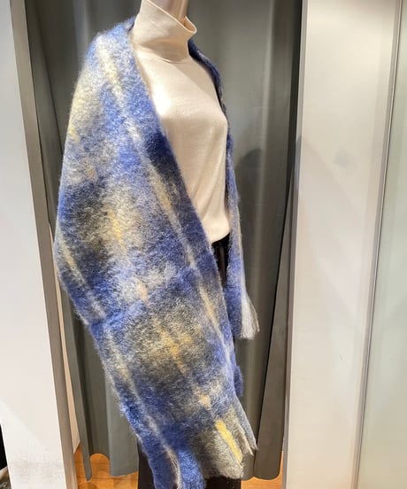 MANTAS EZCARAY /MOHAIRTARTAN / ピン付きグラデーションチェックモヘアストール
