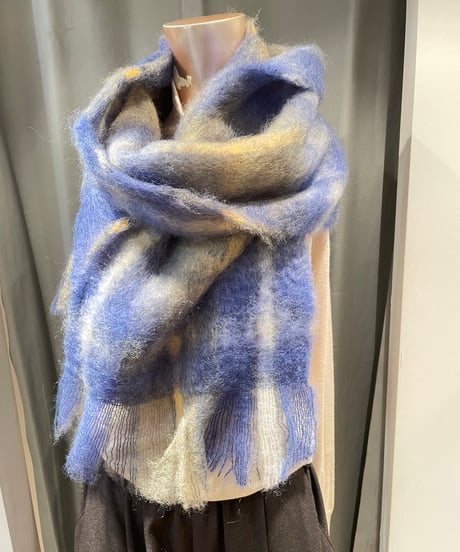 MANTAS EZCARAY /MOHAIRTARTAN / ピン付きグラデーションチェックモヘアストール