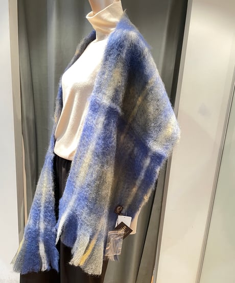 MANTAS EZCARAY /MOHAIRTARTAN / ピン付きグラデーションチェックモヘアストール