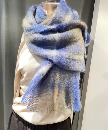 MANTAS EZCARAY /MOHAIRTARTAN / ピン付きグラデーションチェックモヘアストール