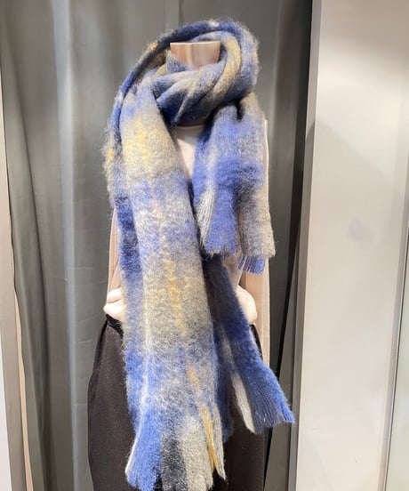MANTAS EZCARAY /MOHAIRTARTAN / ピン付きグラデーションチェックモヘアストール
