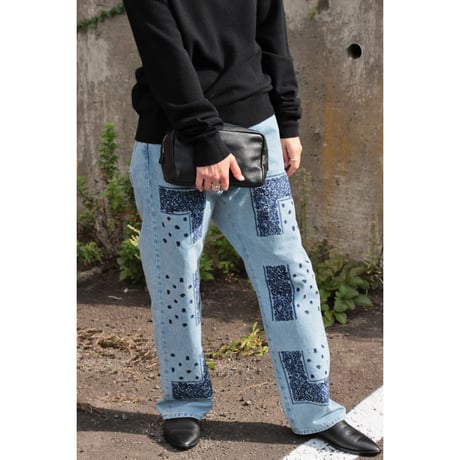 NOMARHYTHM TEXTILE "Bandana Embroidery Denim Pants"