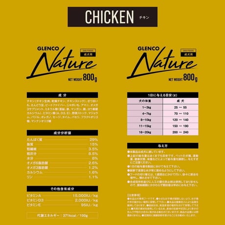 グレンコナチュール チキン 800g/1.6kg/3.2kg