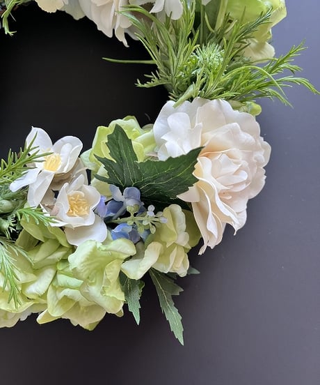 【Flower wreath / フラワーリース 】　М  　ホワイトローズ