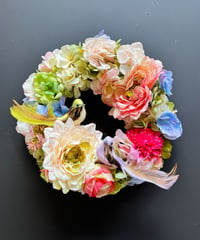 【Flower wreath / フラワーリース 】　L  　ダリア　ピンク