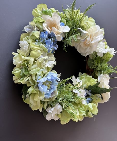 【Flower wreath / フラワーリース 】　М  　ホワイトローズ