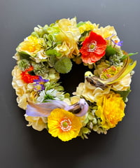【Flower wreath / フラワーリース 】　L  　ポピー　イエローオレンジ