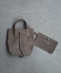 MARLON FIRENZE Calf Leather Mini Shopper Bag Taupe Suede