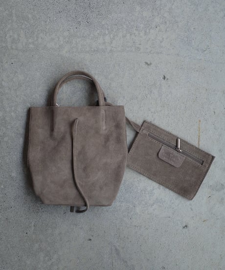 MARLON FIRENZE Calf Leather Mini Shopper Bag Taupe Suede