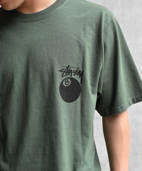 Used Stussy 8 Ball S/S Tee Pigment Dyed Green 04-521