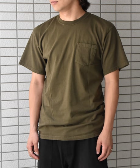 Used Stussy Logo Print Pocket S/S Tee Olive 04-515