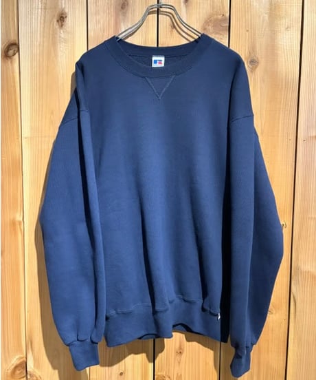 90s Deadstock Russell Athletic Blank Sweat Navy made in USA [04-201]