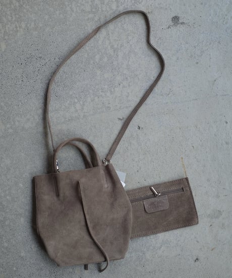 MARLON FIRENZE Calf Leather Mini Shopper Bag Taupe Suede