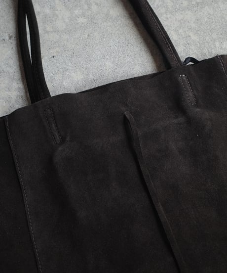 MARLON FIRENZE Calf Leather Shopper Bag Cioccolato Suede