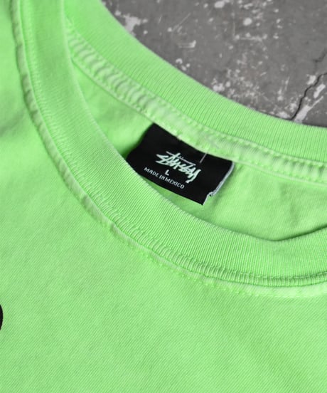 Used Stussy Logo Print S/S Tee Neon 04-517