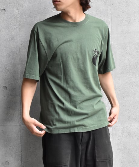 Used Stussy 8 Ball S/S Tee Pigment Dyed Green 04-521