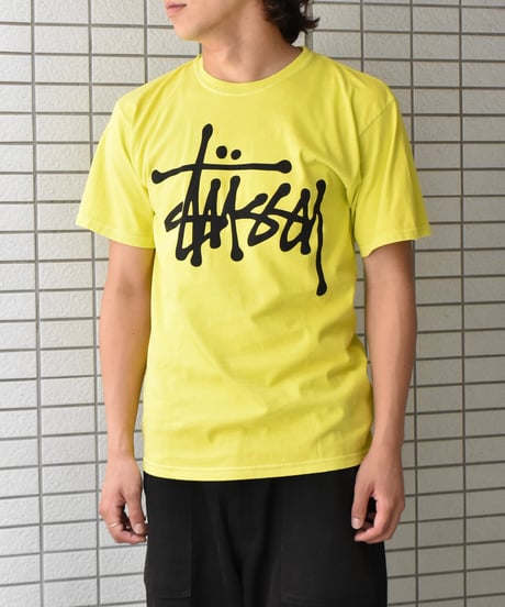Used Stussy Logo Print S/S Tee Yellow 04-520